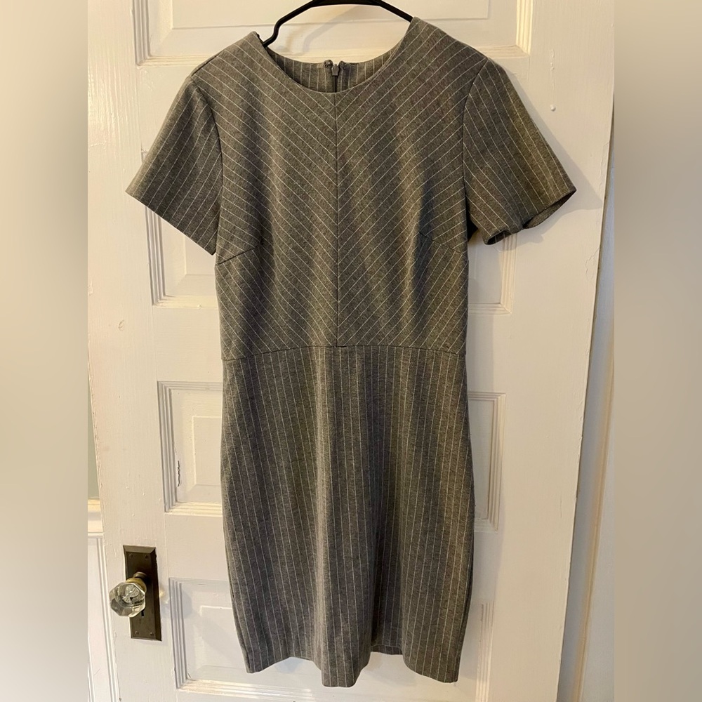 Banana Republic Gray Pinstripe Midi Dress, Size 6